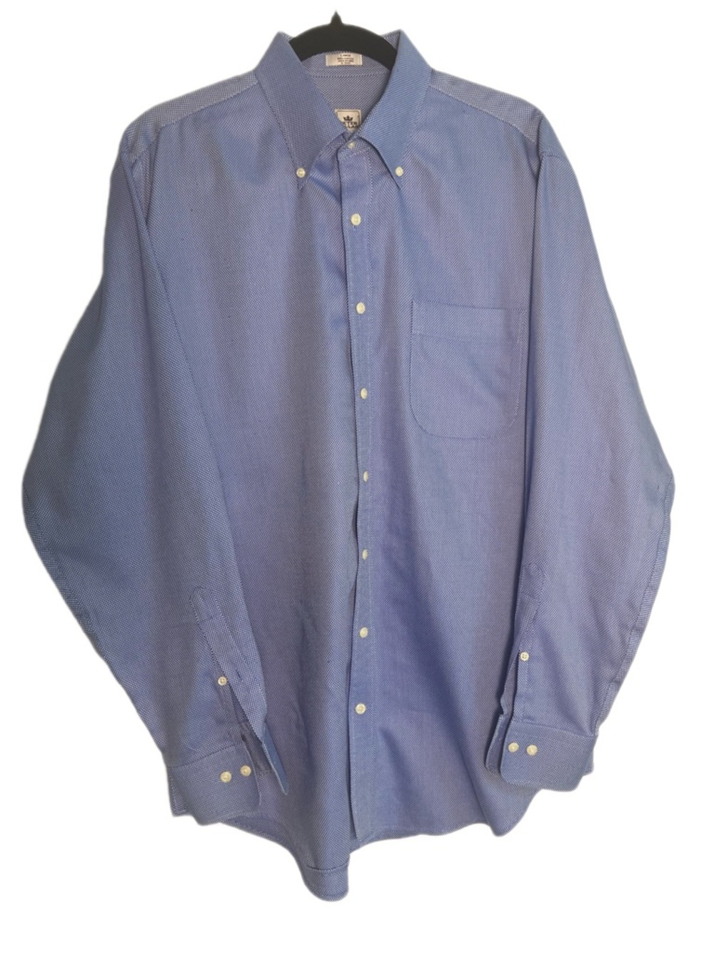 Peter Millar Blue Micro Check Dress Shirt Large Nanoluxe Button Down